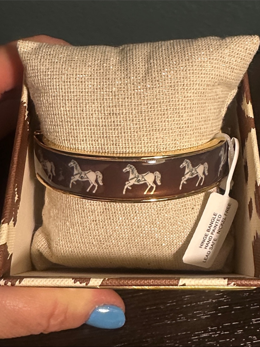 Piper K horse hinged gold bracelet